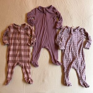 Set of 3 Kate Quinn Bamboo Zip Footies - NB